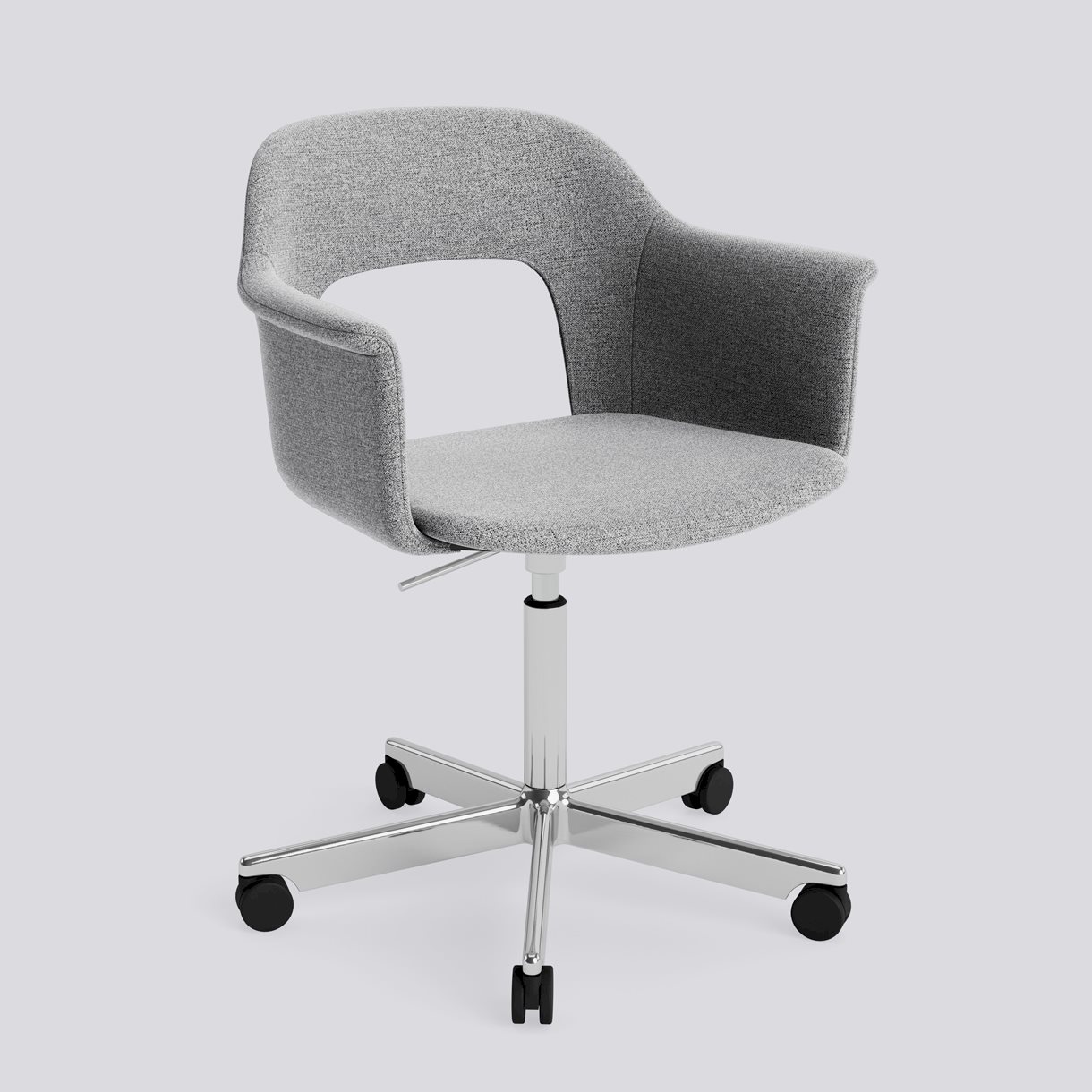 Layout Armchair 244 Polished aluminium 5 star swivel Gas lift Wheel base-Full upholstery-Hallingdal-130