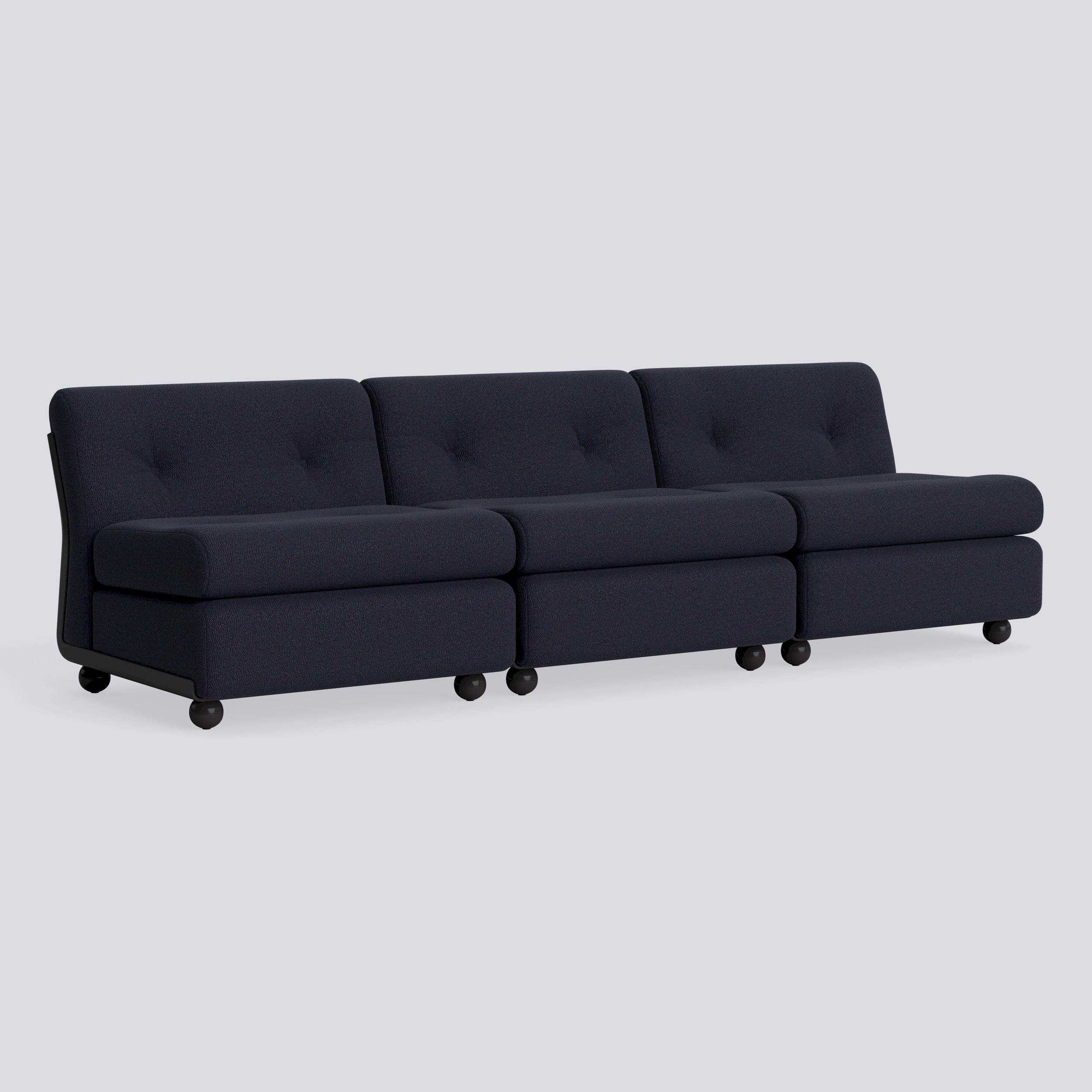 Amanta 3 seater Anthracite shell-Upholstery-Turf-Blue red mélange