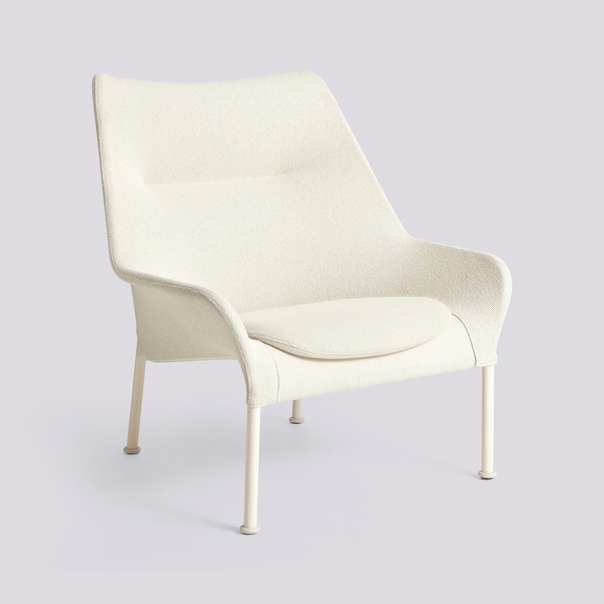 O2 Lounge Chair Eggshell powder coated steel 4 leg base Felt glider-Lift Cream textile w. Seat cushion-Lift-Soft cream