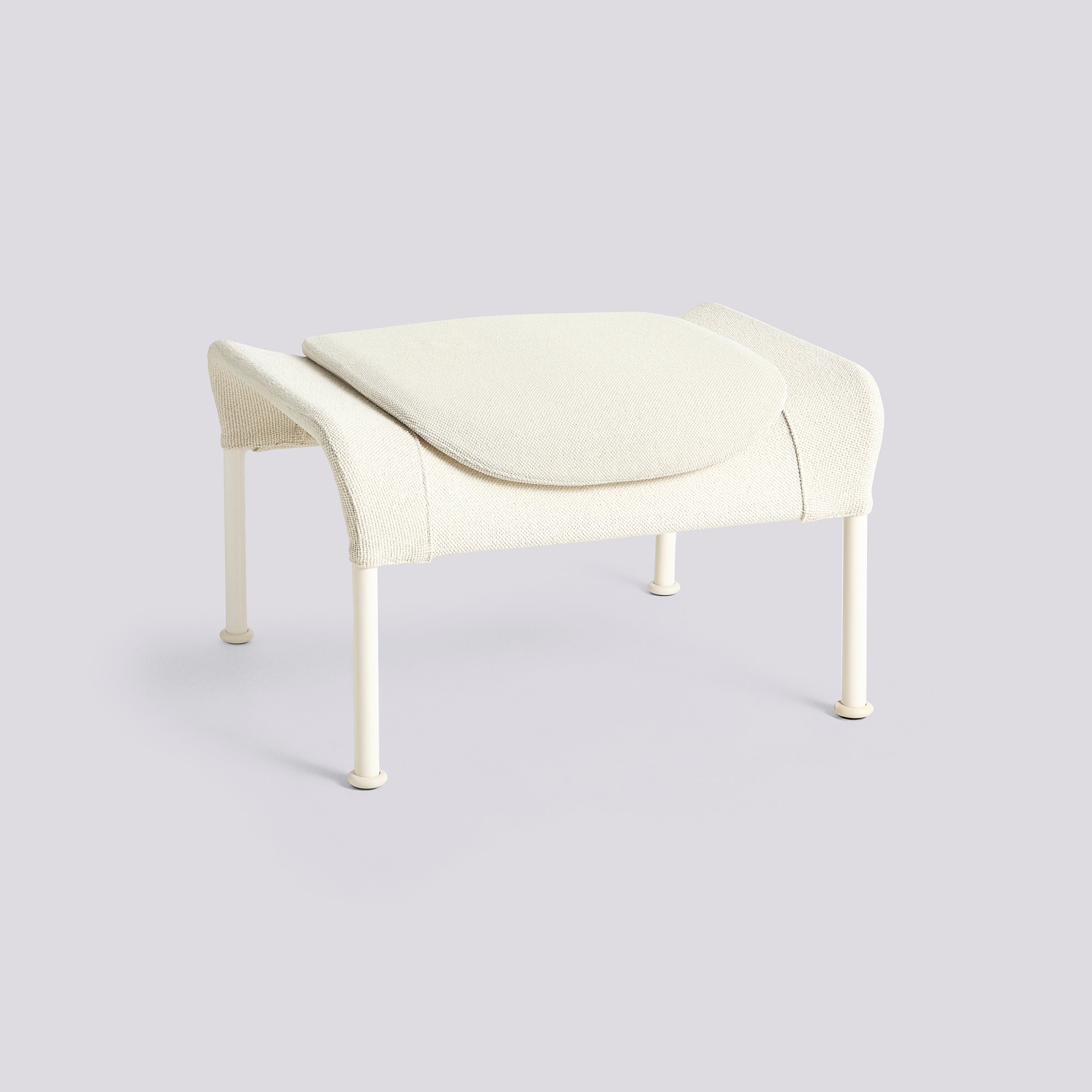 O2 Ottoman Eggshell powder coated steel 4 leg base Felt glider-Lift Cream textile