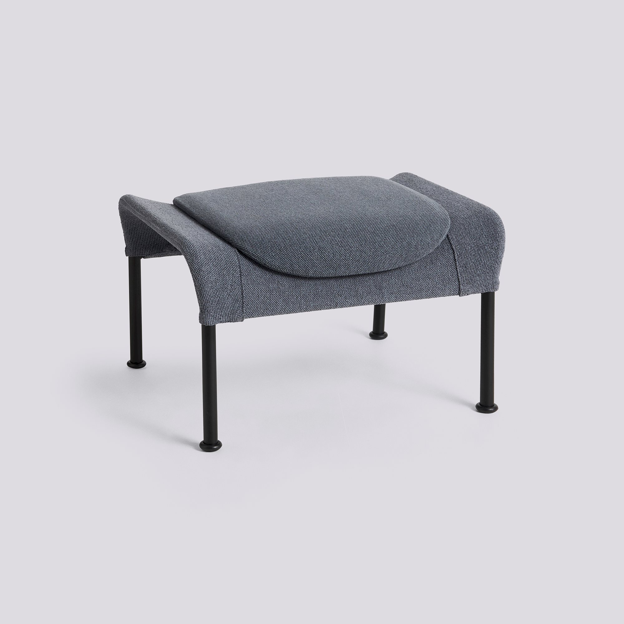 O2 Ottoman Black powder coated steel 4 leg base Felt glider-Lift Grey textile