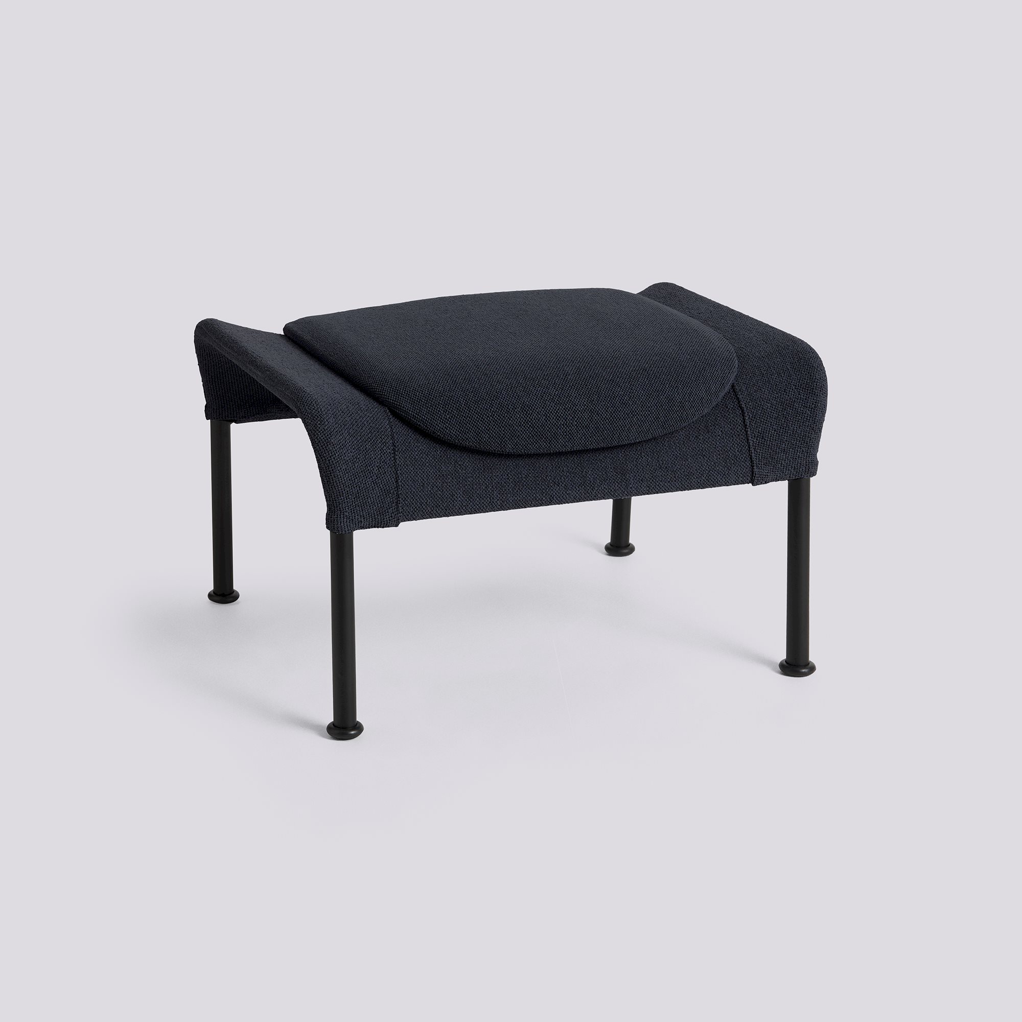 O2 Ottoman Black powder coated steel 4 leg base Felt glider-Lift Black textile
