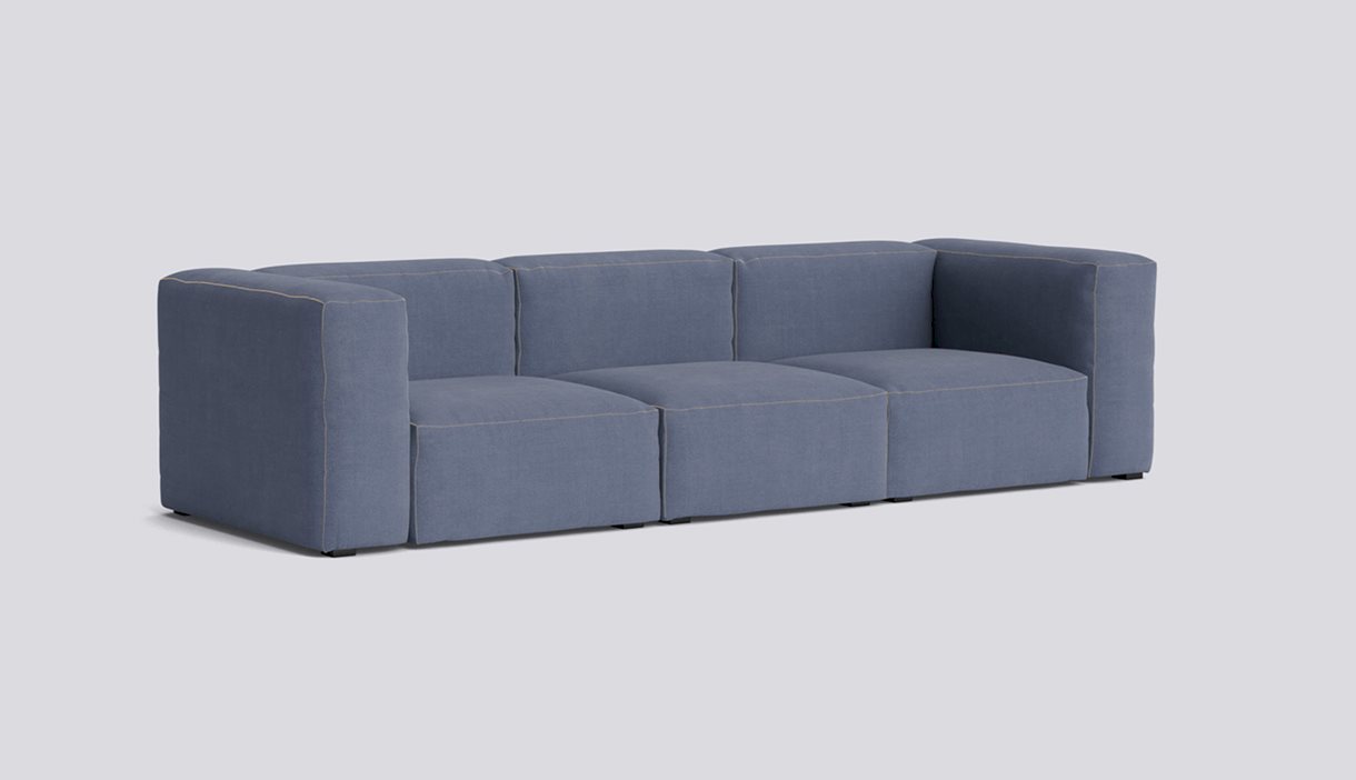 Mags Soft 3 Seater Combination 1-Full upholstery-Linara-198-Beige stitches