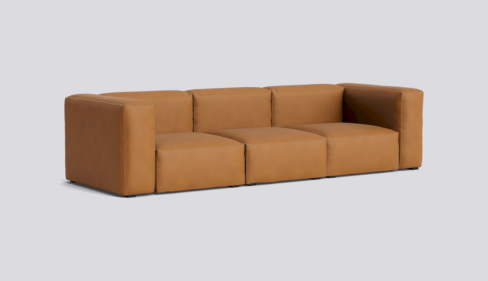 Mags Soft 3 Seater Combination 1-Full upholstery-Sense-Cognac-Beige stitches