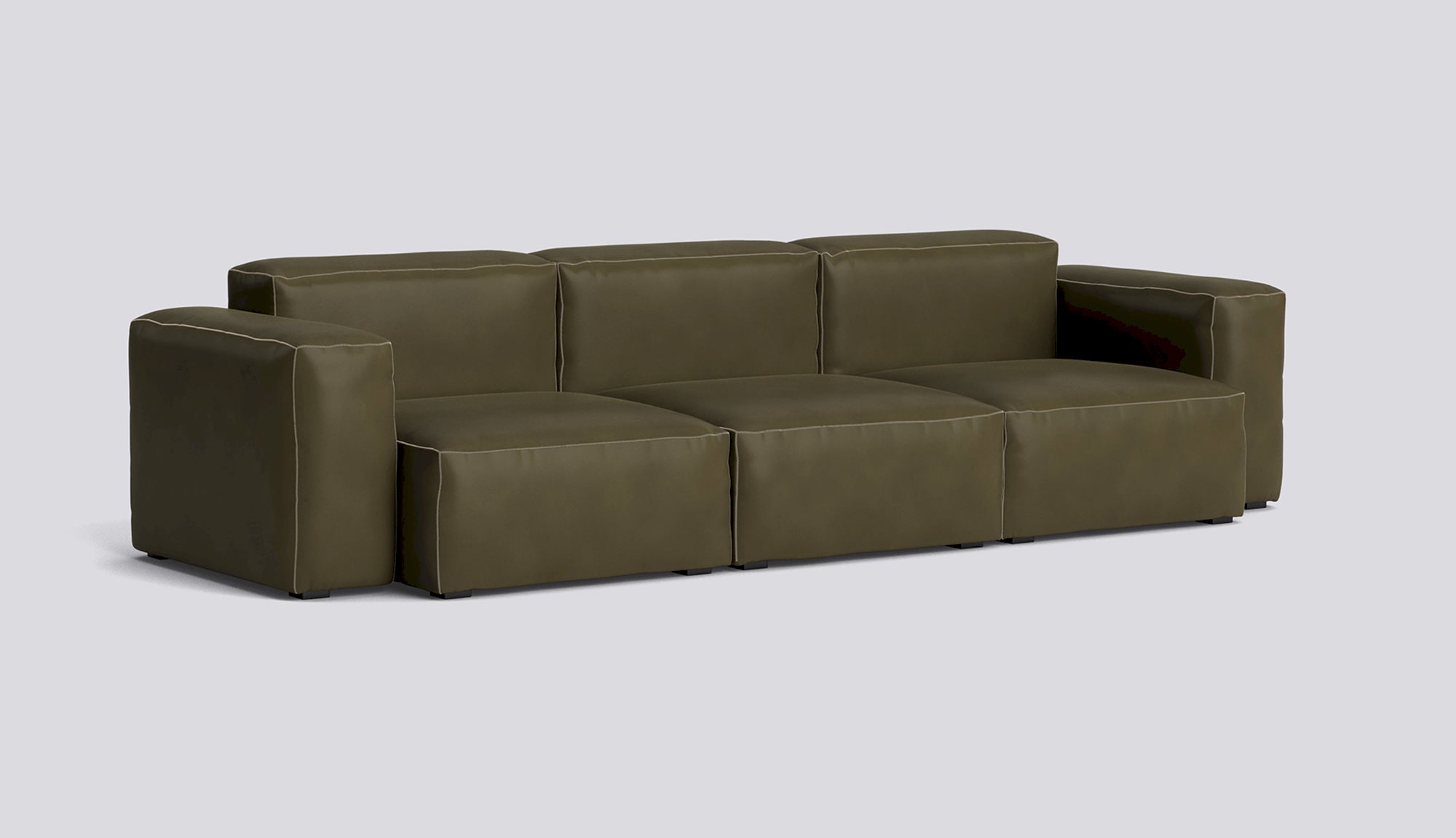 Mags Soft 3 Seater Low Armrest Combination 1-Full upholstery-Sense-Forest-Beige stitches