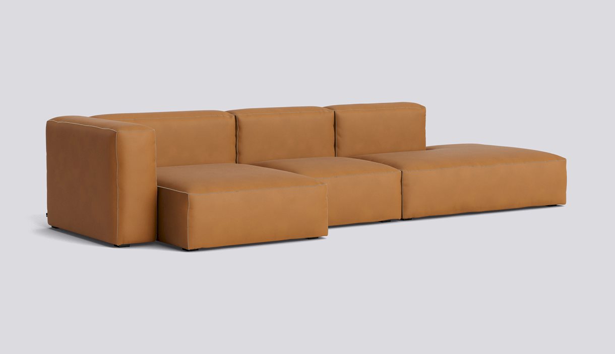 Mags Soft 3 Seater Combination 4 Left-Full upholstery-Sense-Cognac-Beige stitches