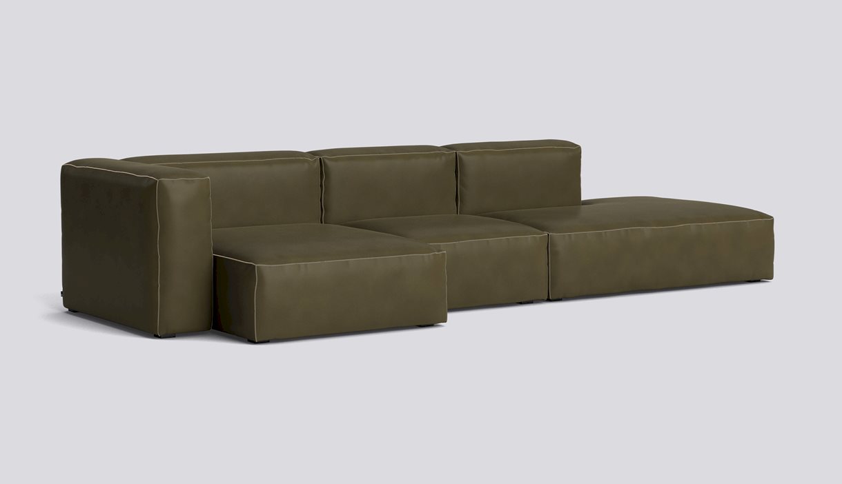 Mags Soft 3 Seater Combination 4 Left-Full upholstery-Sense-Forest-Beige stitches