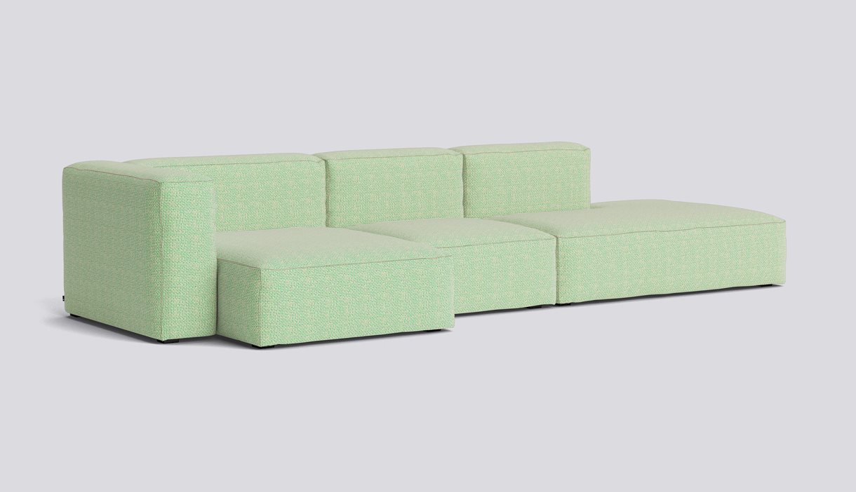 Mags Soft 3 Seater Combination 4 Left-Full upholstery-Tartaglia-Green white 989-Beige stitches