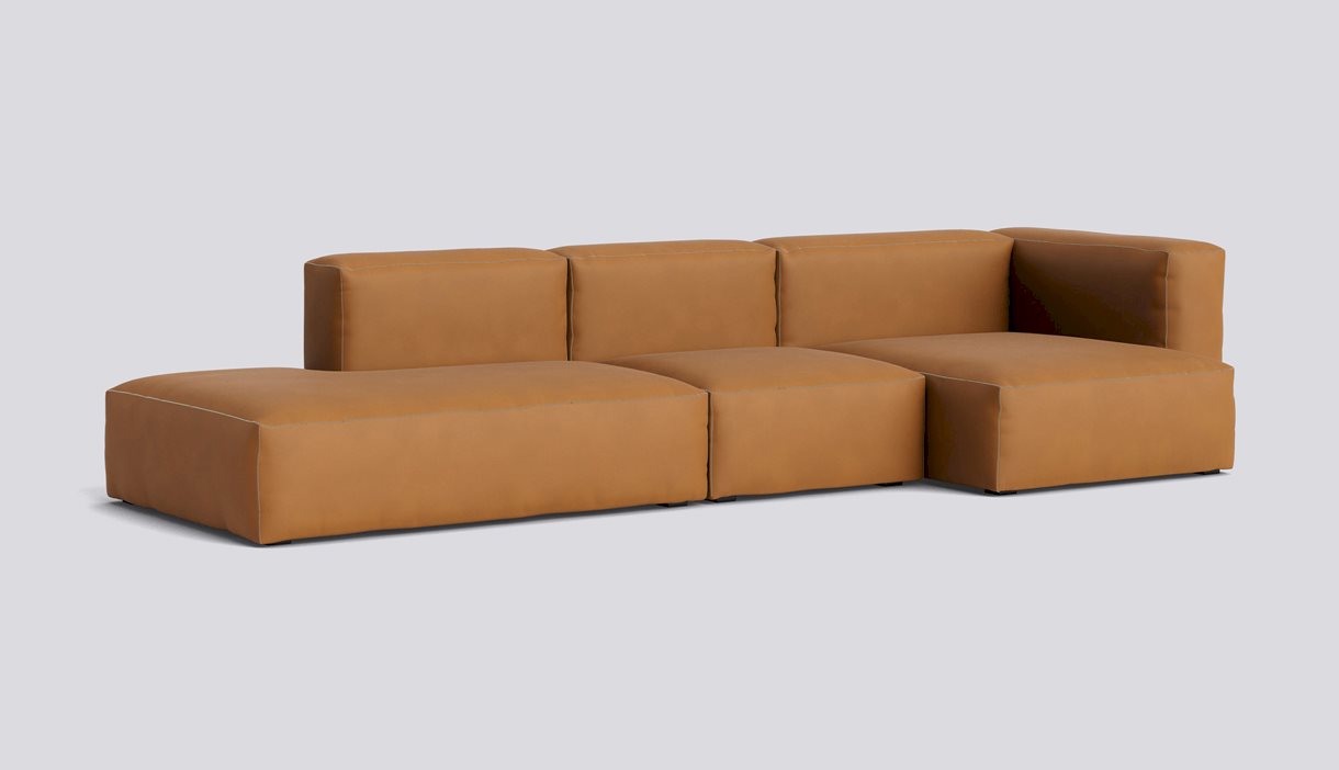 Mags Soft 3 Seater Combination 4 Right-Full upholstery-Sense-Cognac-Beige stitches