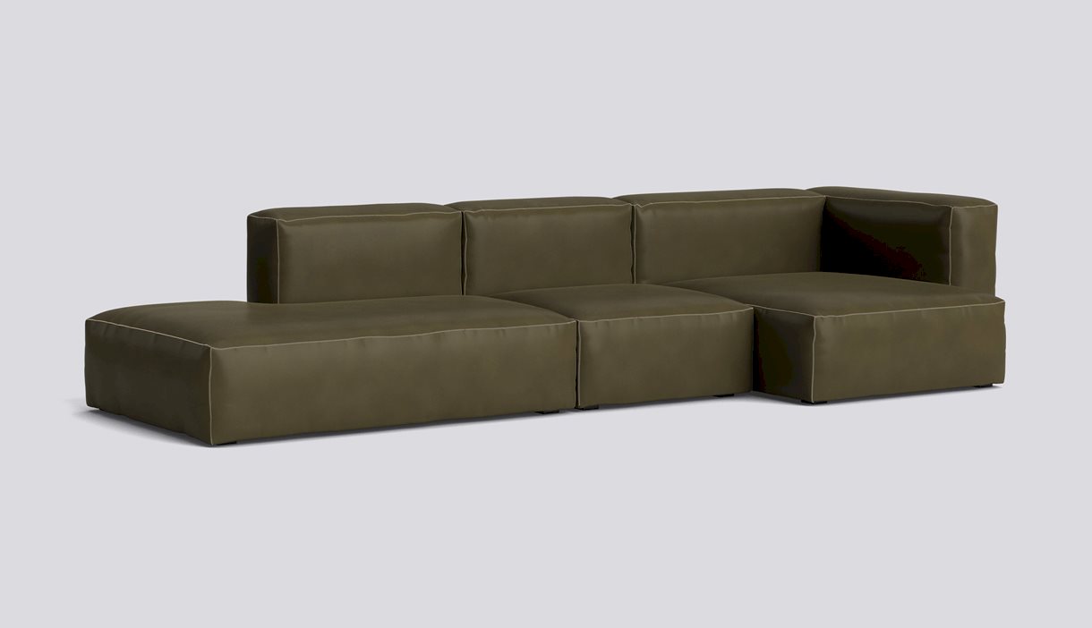 Mags Soft 3 Seater Combination 4 Right-Full upholstery-Sense-Forest-Beige stitches