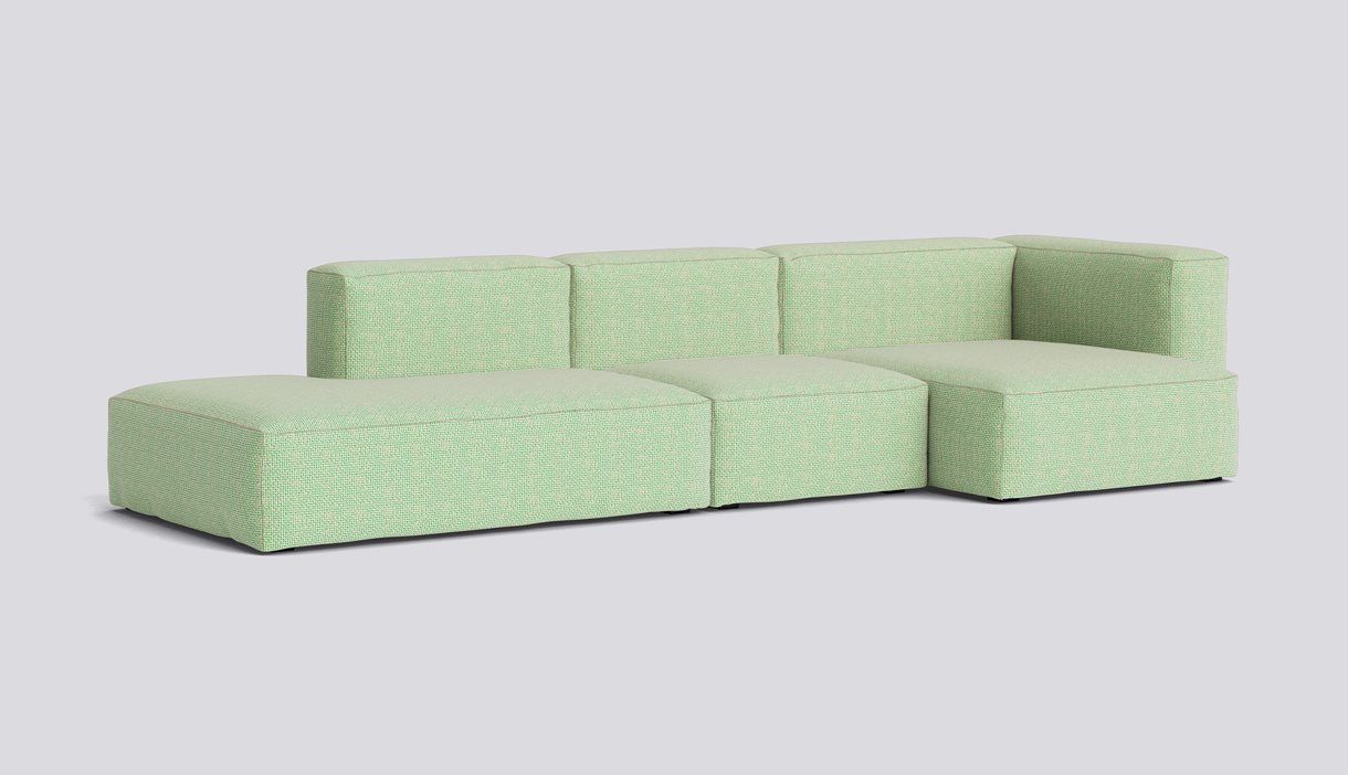 Mags Soft 3 Seater Combination 4 Right-Full upholstery-Tartaglia-Green white 989-Beige stitches
