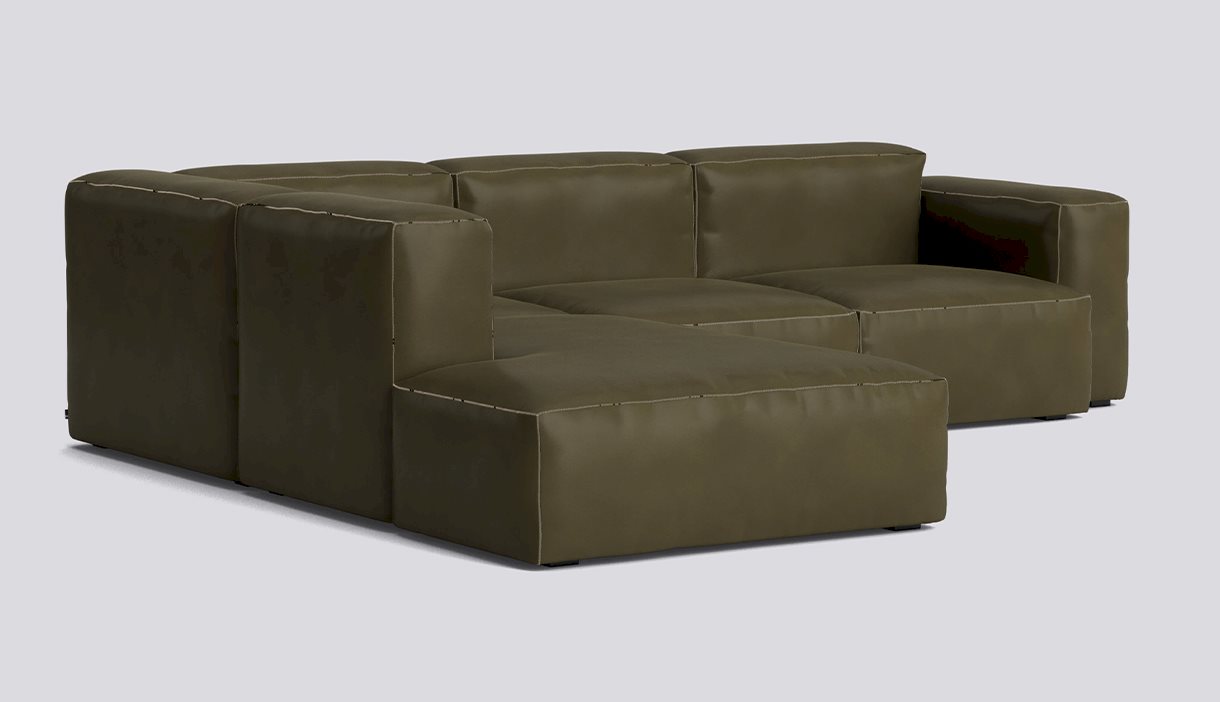 Mags Soft Corner Low armrest Combination 2 Left-Full upholstery-Sense-Forest-Beige stitches