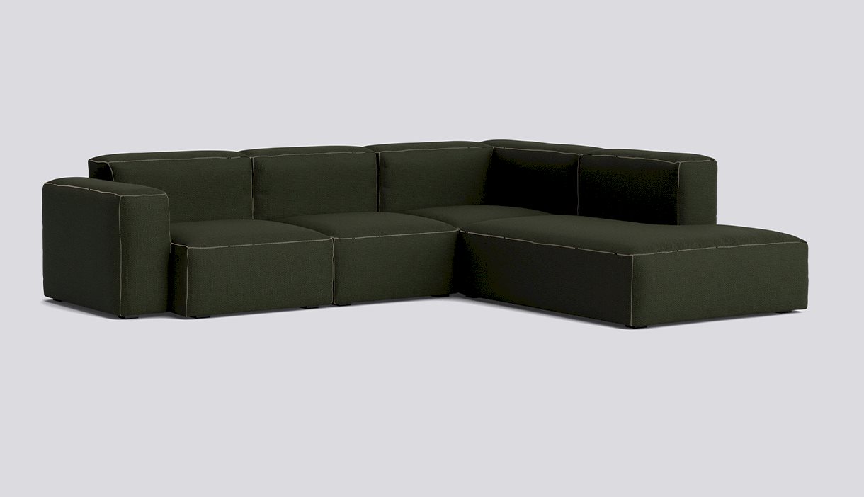 Mags Soft Corner Low armrest Combination 2 Right-Full upholstery-Maglia-Dark green-Beige stitches