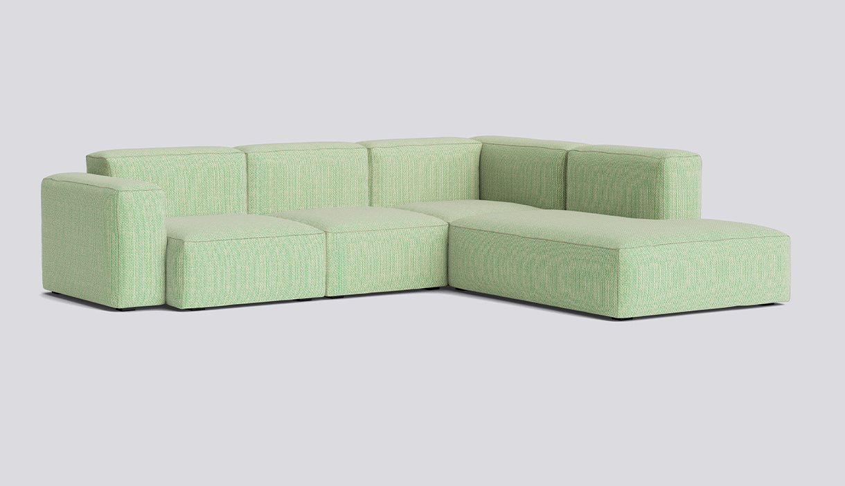 Mags Soft Corner Low armrest Combination 2 Right-Full upholstery-Tartaglia-Green white 989-Beige stitches
