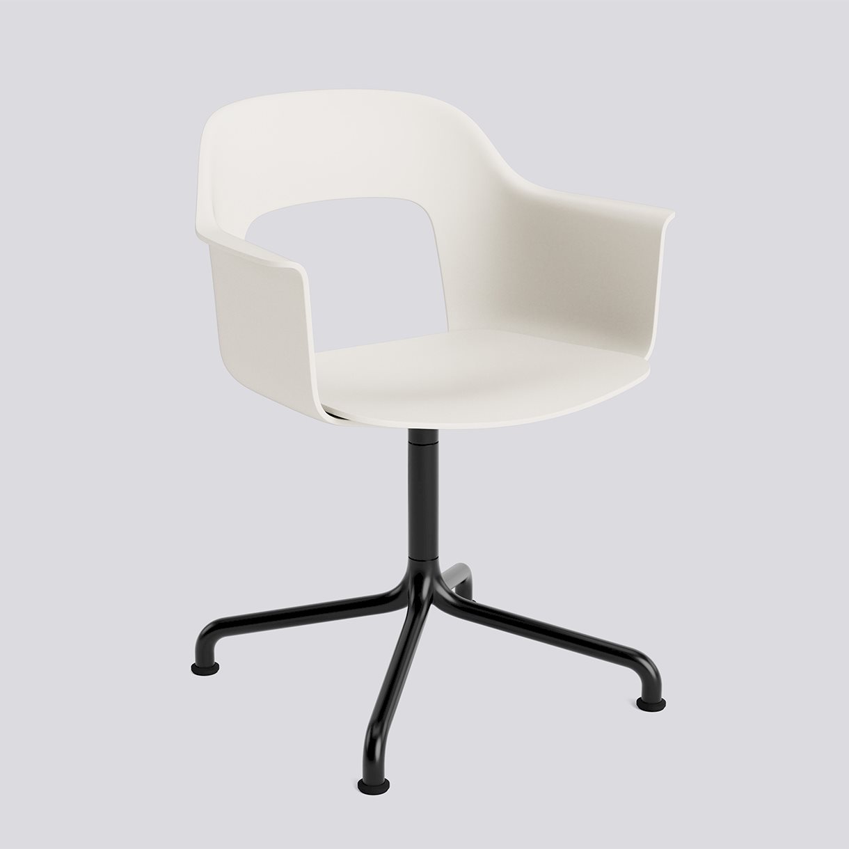 Layout Armchair 251 Black powder coated aluminium 4 star swivel arc base Standard glider-Cream white polypropylene shell/seat-None-None