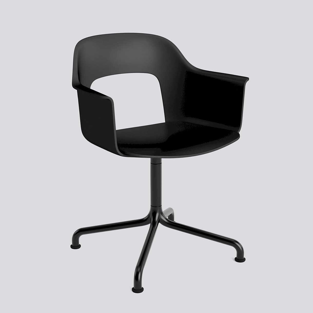 Layout Armchair 251 Black powder coated aluminium 4 star swivel arc base Standard glider-Black polypropylene shell/seat-None-None