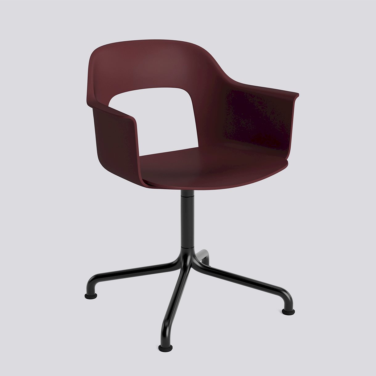Layout Armchair 251 Black powder coated aluminium 4 star swivel arc base Standard glider-Bordeaux polypropylene shell/seat-None-None
