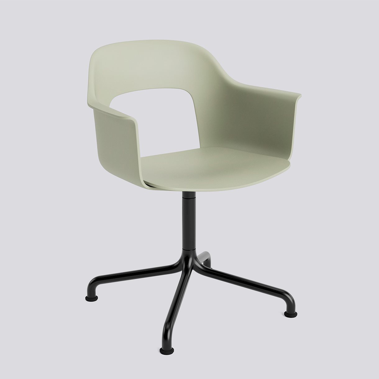 Layout Armchair 251 Black powder coated aluminium 4 star swivel arc base Standard glider-Pastel green polypropylene shell/seat-None-None