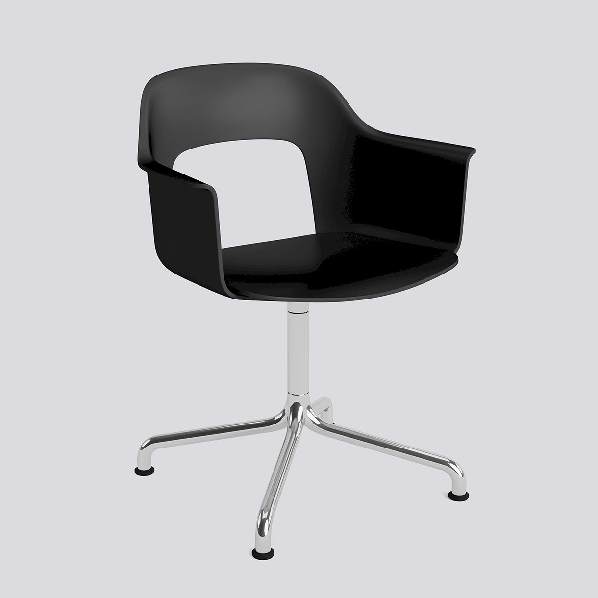 Layout Armchair 251 Polished aluminium 4 star swivel arc base Standard glider-Black polypropylene shell/seat-None-None