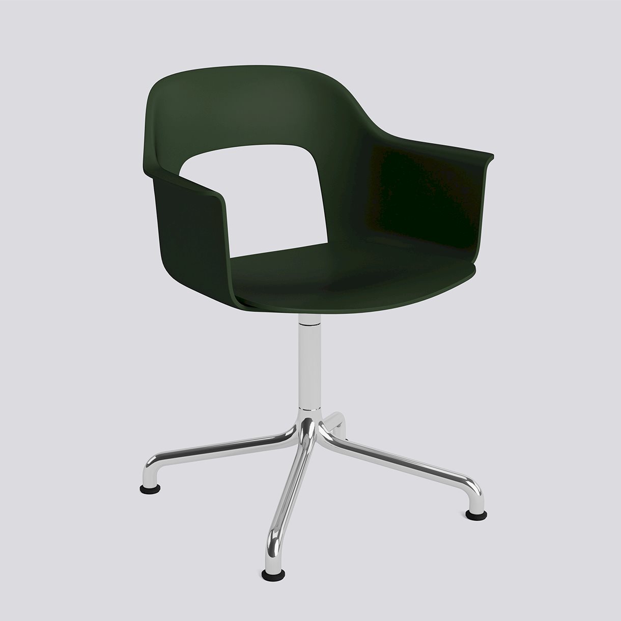 Layout Armchair 251 Polished aluminium 4 star swivel arc base Standard glider-Bottle green polypropylene shell/seat-None-None