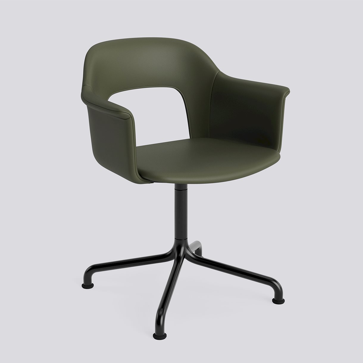 Layout Armchair 254 Black powder coated aluminium 4 star swivel arc base Standard glider-Full upholstery-Grano-Caper green