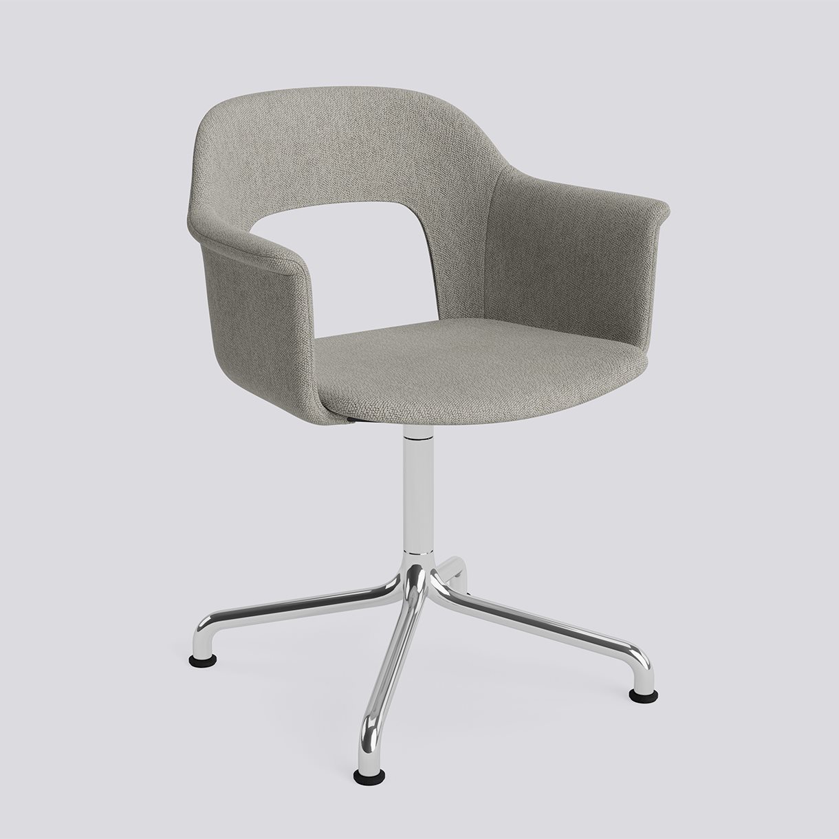 Layout Armchair 254 Polished aluminium 4 star swivel arc base Standard glider-Full upholstery-Turf-Light grey