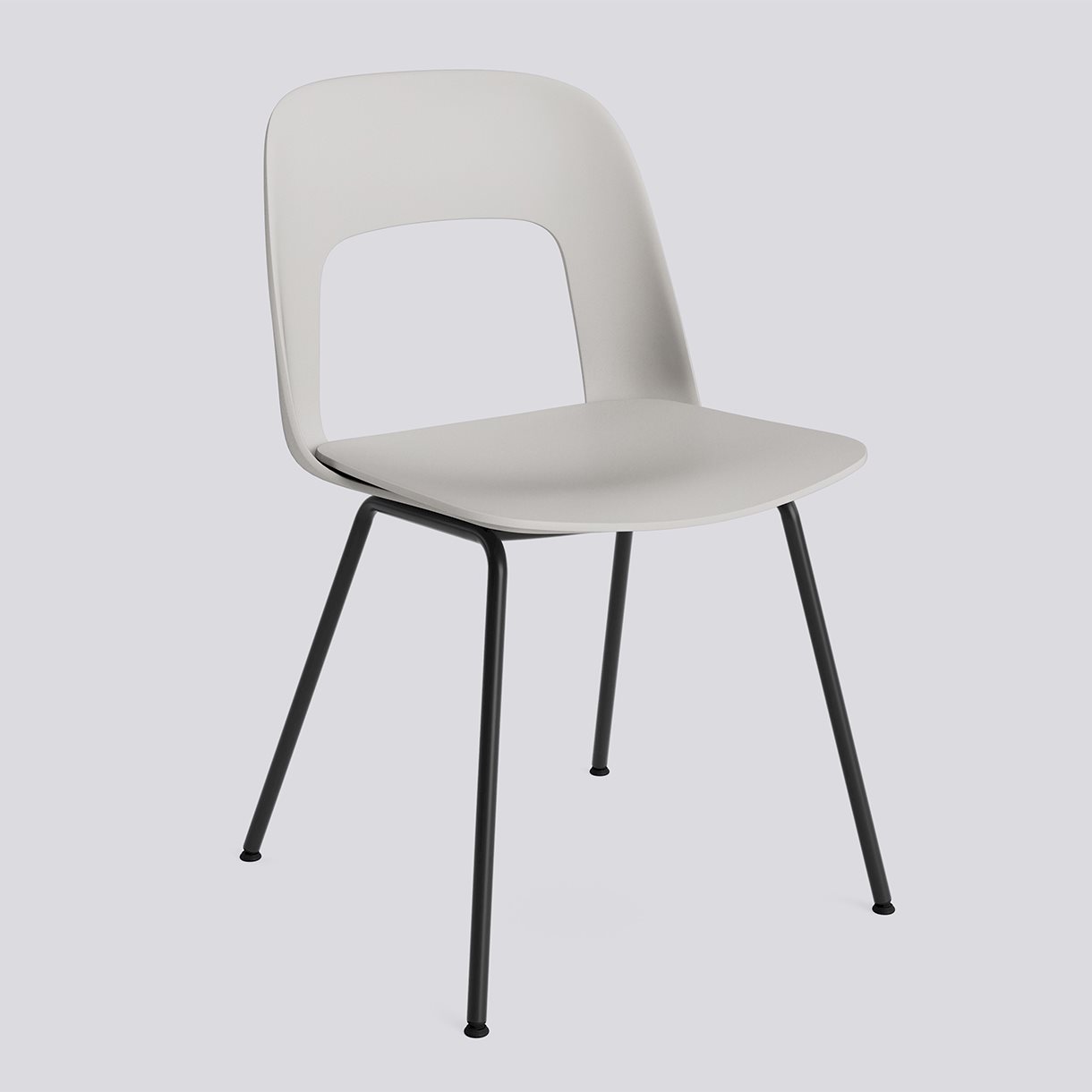 Layout Chair 111 Black powder coated steel 4 leg base Standard glider-Sky grey polypropylene shell/seat-None-None