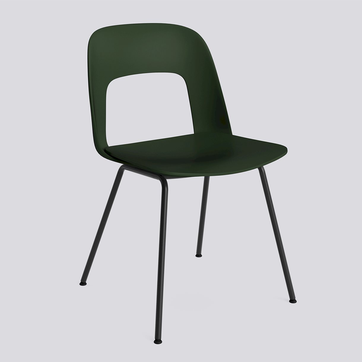Layout Chair 111 Black powder coated steel 4 leg base Standard glider-Bottle green polypropylene shell/seat-None-None