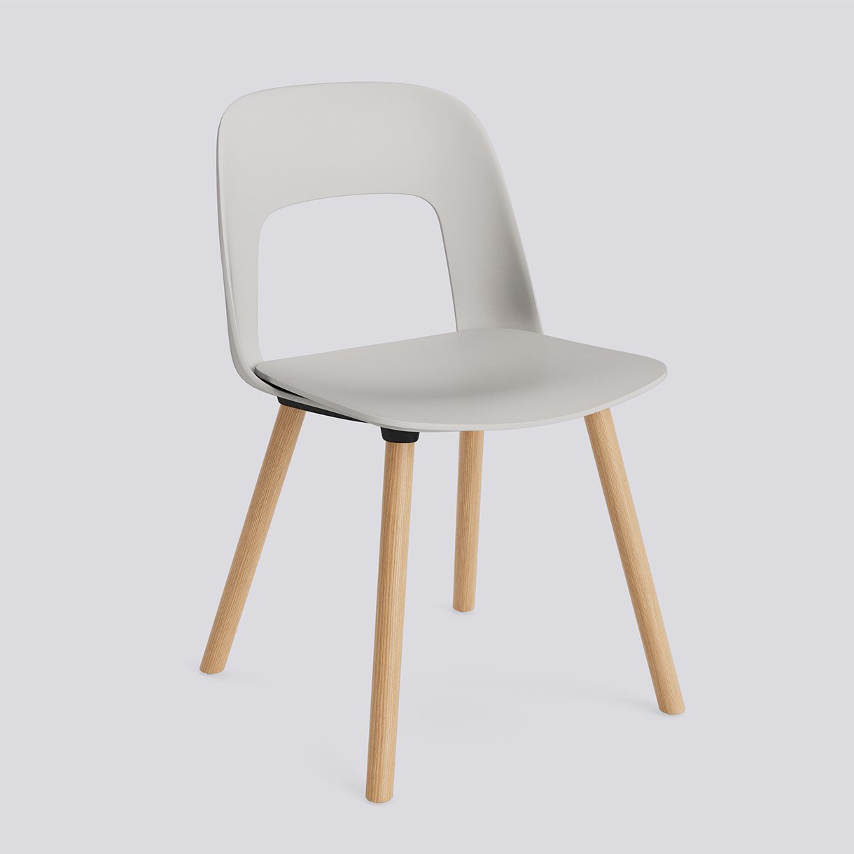 Layout Chair 121 Water-based lacquered solid oak 4 leg base Standard glider-Sky grey polypropylene shell/seat-None-None