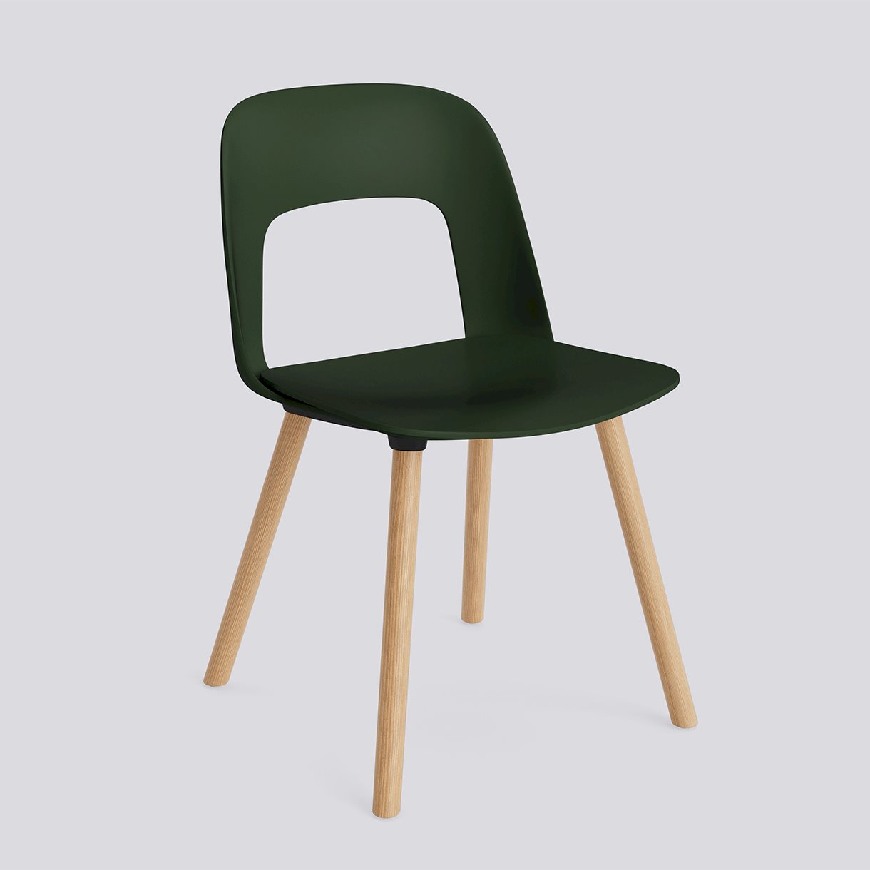 Layout Chair 121 Water-based lacquered solid oak 4 leg base Standard glider-Bottle green polypropylene shell/seat-None-None