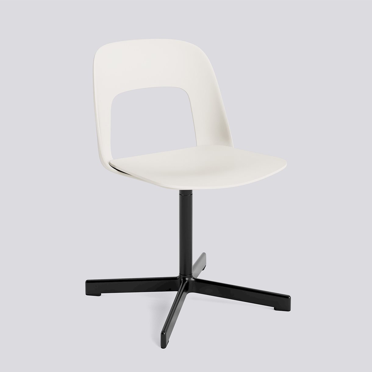 Layout Chair 131 Black powder coated aluminium 4 star swivel base Standard glider-Cream white polypropylene shell/seat-None-None