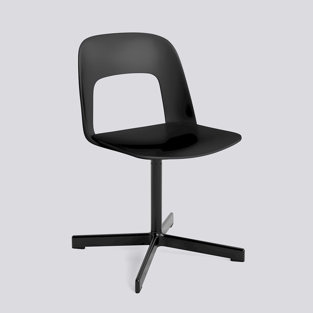 Layout Chair 131 Black powder coated aluminium 4 star swivel base Standard glider-Black polypropylene shell/seat-None-None