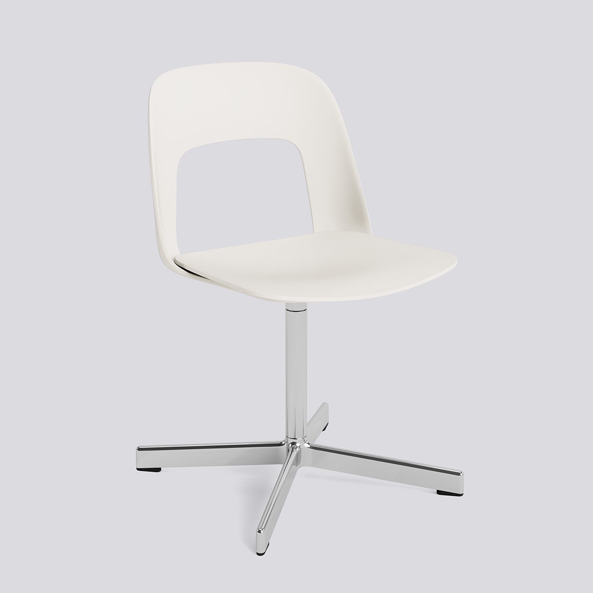 Layout Chair 131 Polished aluminium 4 star swivel base Standard glider-Cream white polypropylene shell/seat-None-None