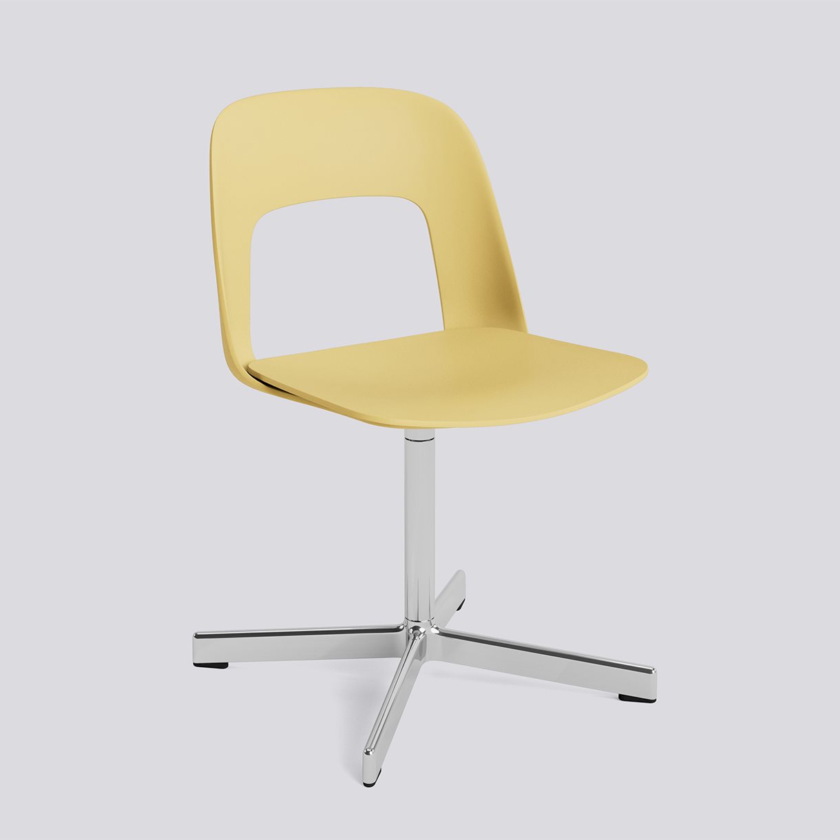 Layout Chair 131 Polished aluminium 4 star swivel base Standard glider-Biscotti polypropylene shell/seat-None-None