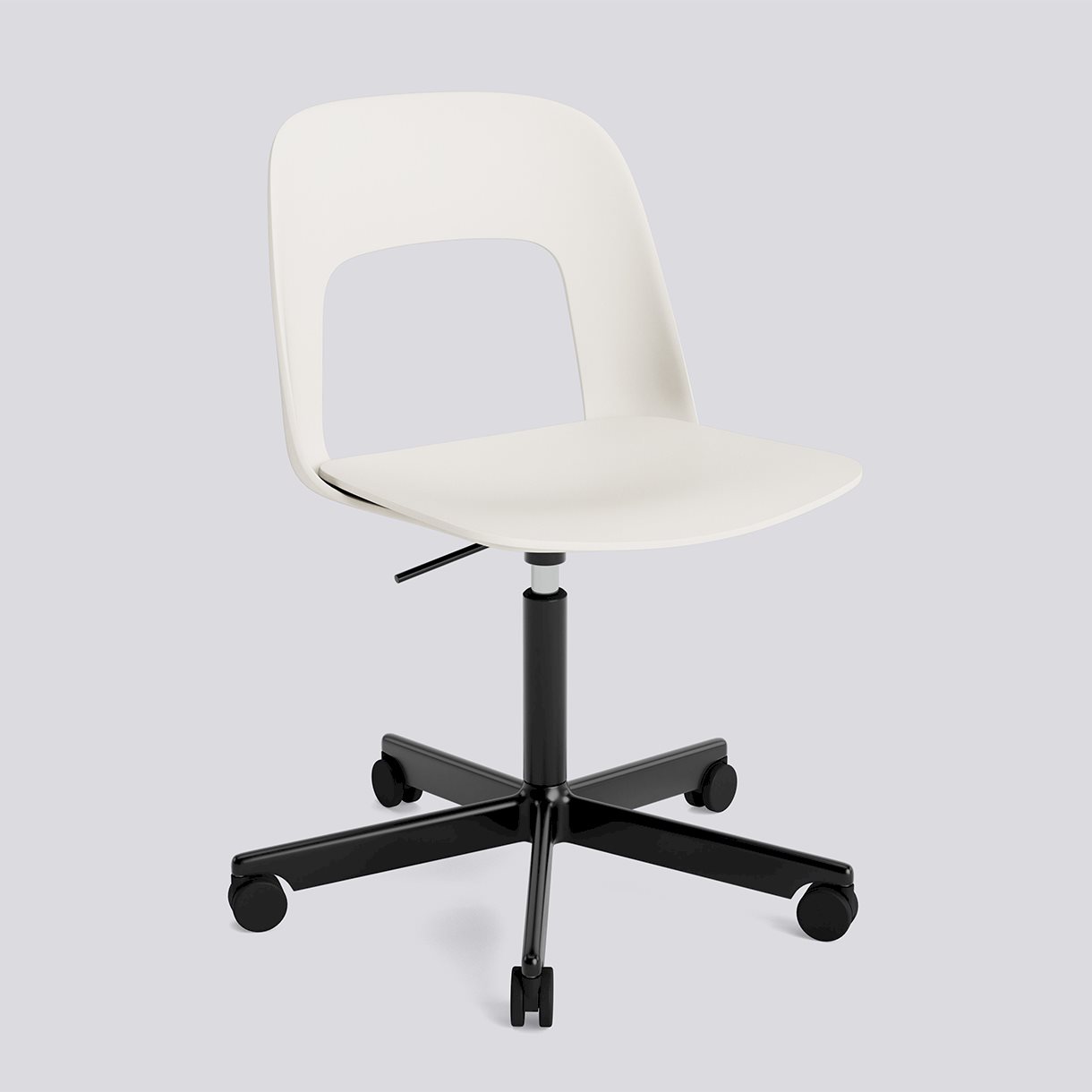 Layout Chair 141 Black powder coated aluminium 5 star swivel Gas lift Wheel base-Cream white polypropylene shell/seat-None-None