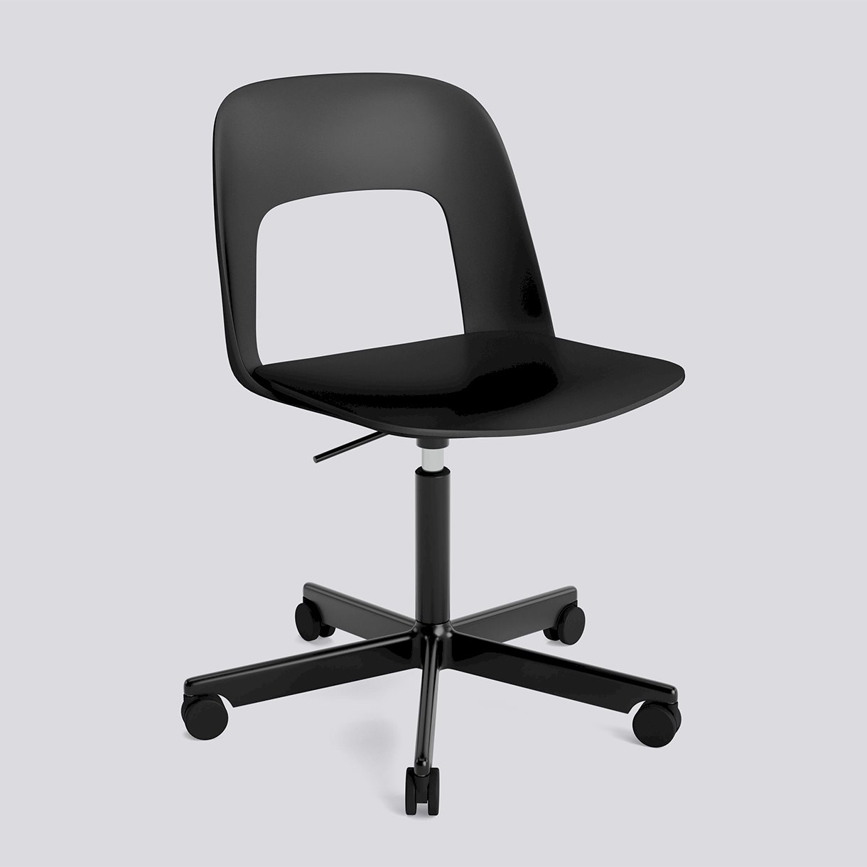 Layout Chair 141 Black powder coated aluminium 5 star swivel Gas lift Wheel base-Black polypropylene shell/seat-None-None