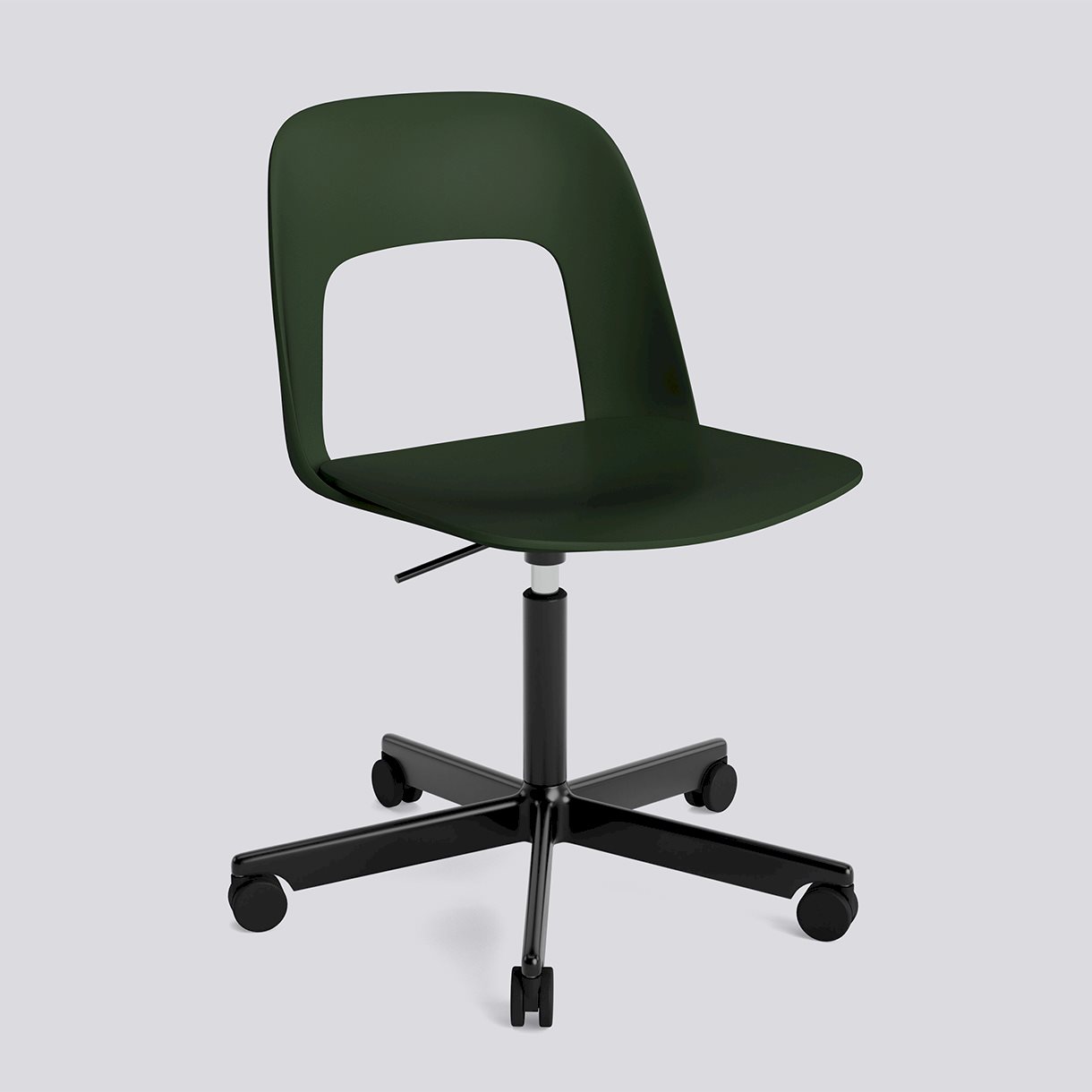 Layout Chair 141 Black powder coated aluminium 5 star swivel Gas lift Wheel base-Bottle green polypropylene shell/seat-None-None