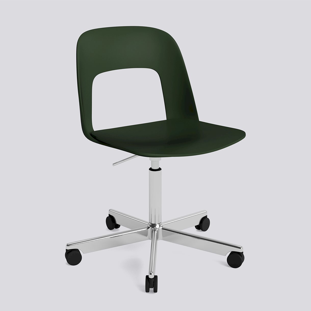 Layout Chair 141 Polished aluminium 5 star swivel Gas lift Wheel base-Bottle green polypropylene shell/seat-None-None