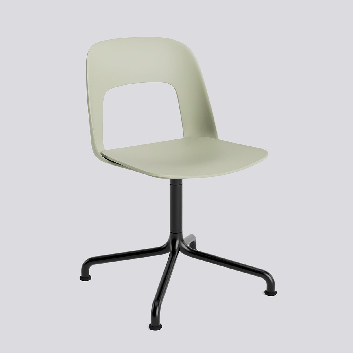 Layout Chair 151 Black powder coated aluminium 4 star swivel arc base Standard glider-Pastel green polypropylene shell/seat-None-None