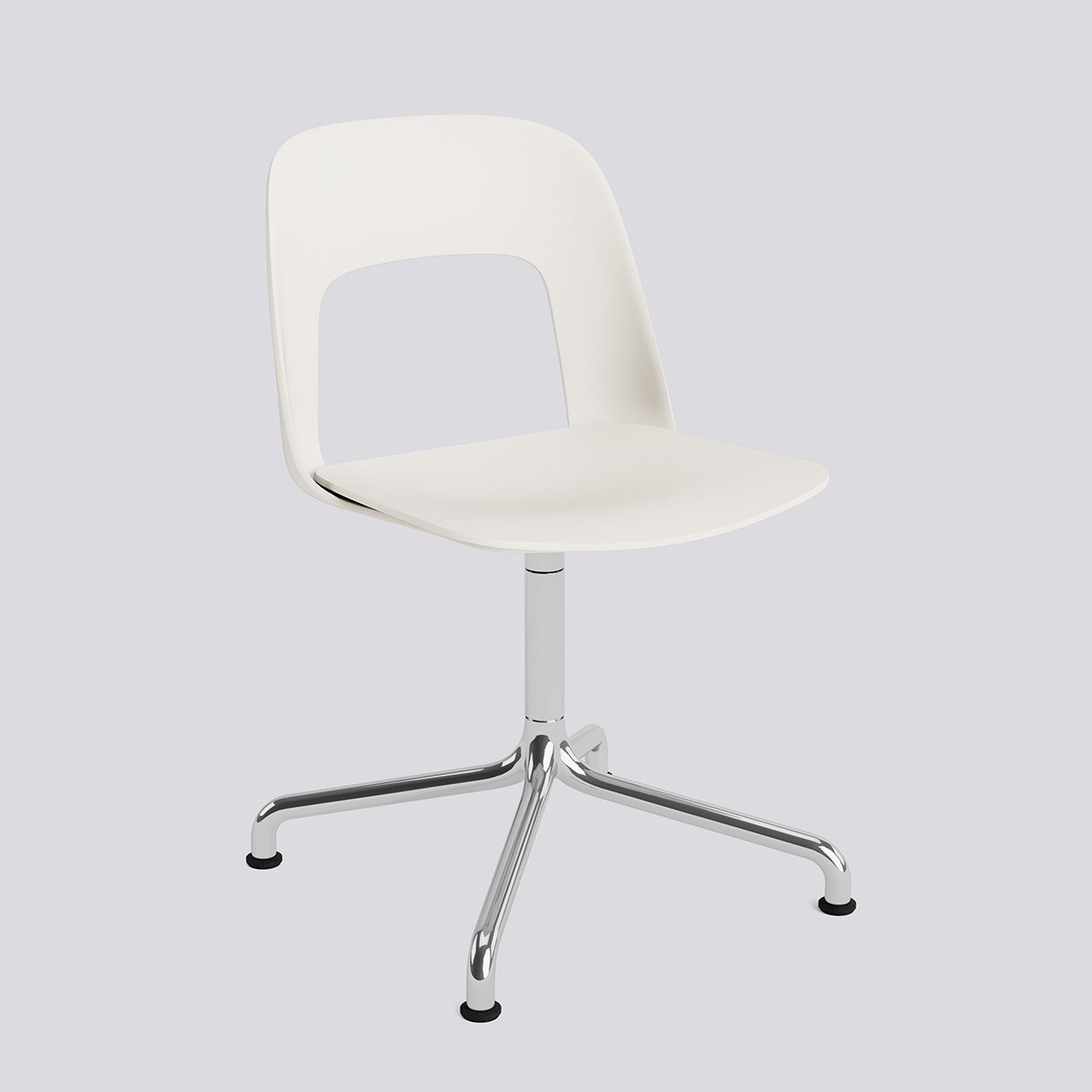 Layout Chair 151 Polished aluminium 4 star swivel arc base Standard glider-Cream white polypropylene shell/seat-None-None
