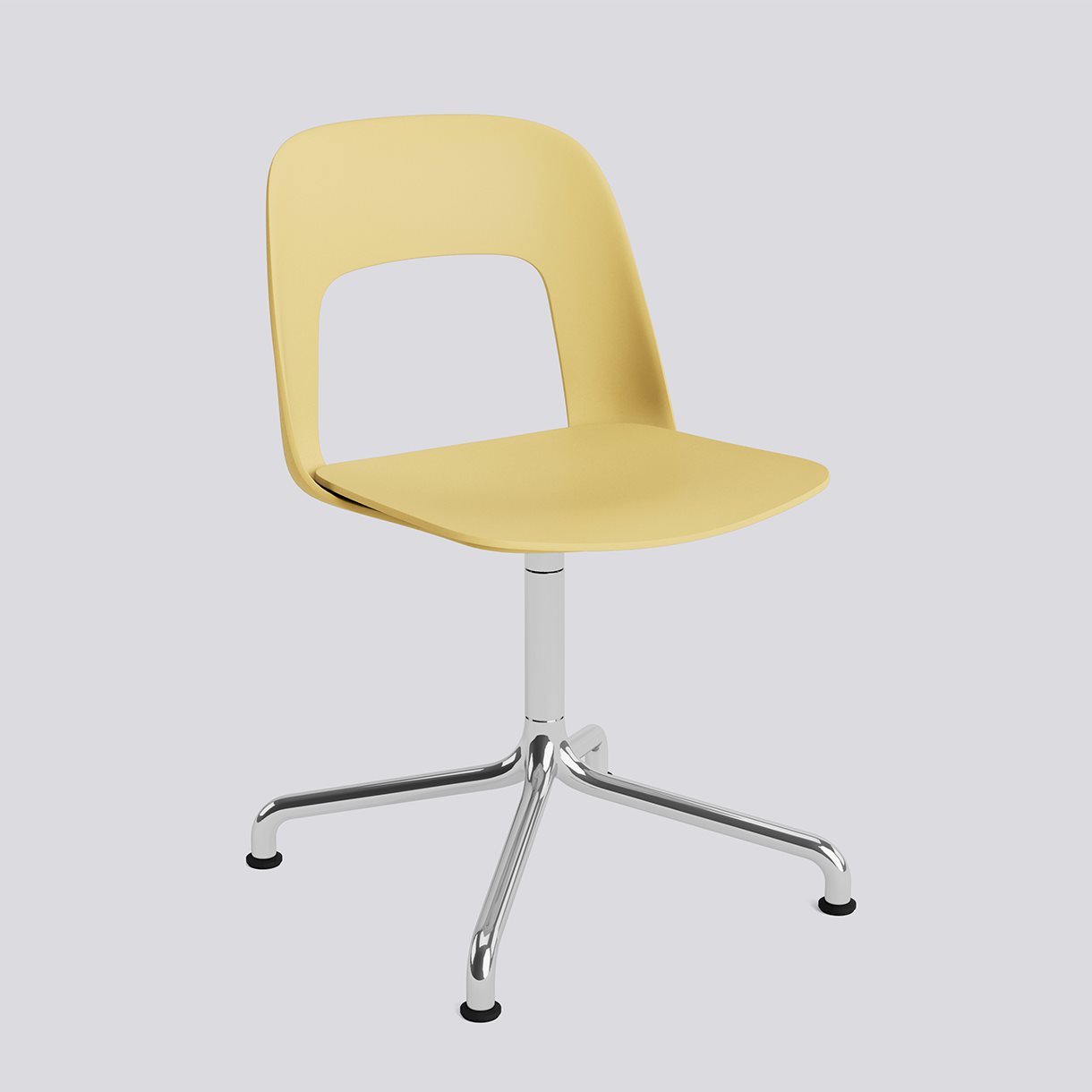 Layout Chair 151 Polished aluminium 4 star swivel arc base Standard glider-Biscotti polypropylene shell/seat-None-None