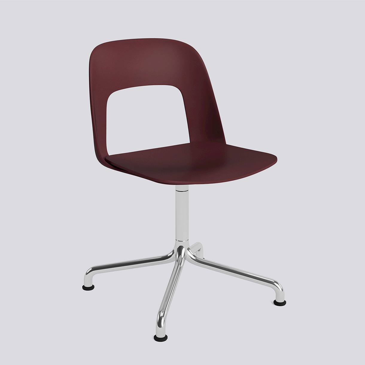 Layout Chair 151 Polished aluminium 4 star swivel arc base Standard glider-Bordeaux polypropylene shell/seat-None-None