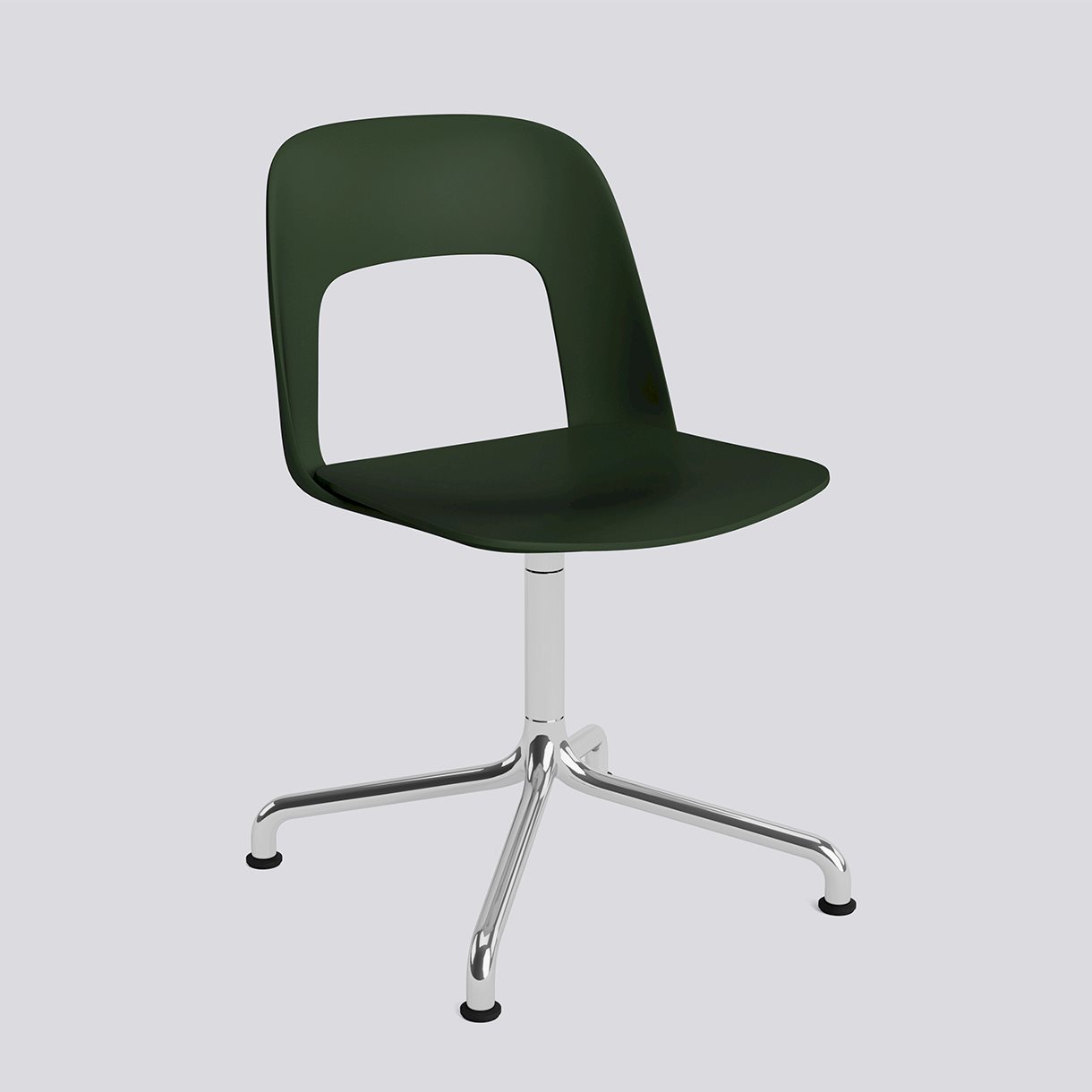 Layout Chair 151 Polished aluminium 4 star swivel arc base Standard glider-Bottle green polypropylene shell/seat-None-None