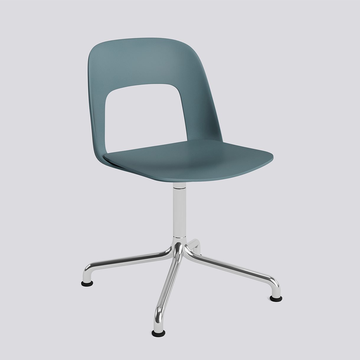 Layout Chair 151 Polished aluminium 4 star swivel arc base Standard glider-Ocean polypropylene shell/seat-None-None