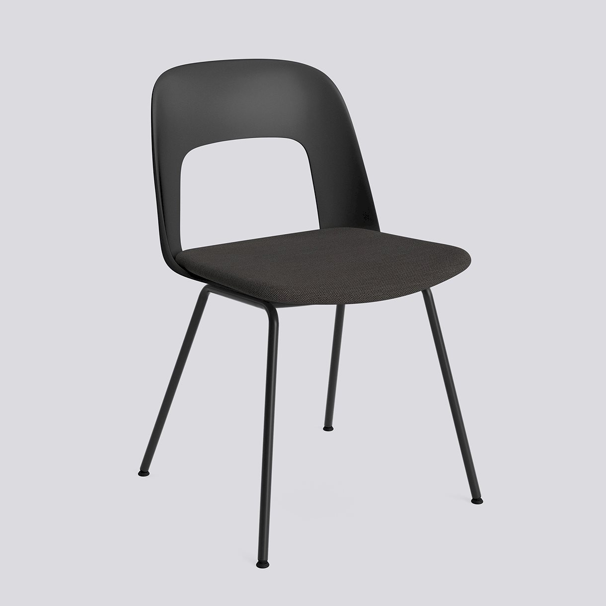 Layout Chair 113 Black powder coated steel 4 leg base Standard glider-Black polypropylene shell Seat upholstery-Mode-005