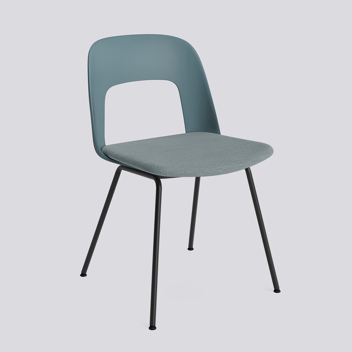 Layout Chair 113 Black powder coated steel 4 leg base Standard glider-Ocean polypropylene shell Seat upholstery-Mode-045