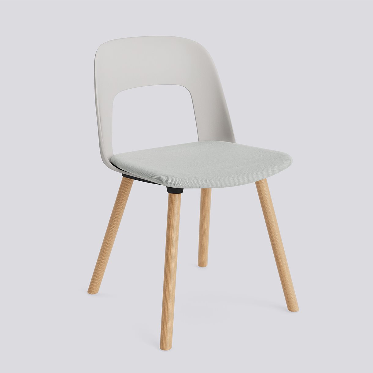 Layout Chair 123 Water-based lacquered solid oak 4 leg base Standard glider-Sky grey polypropylene shell Seat upholstery-Naveli-113