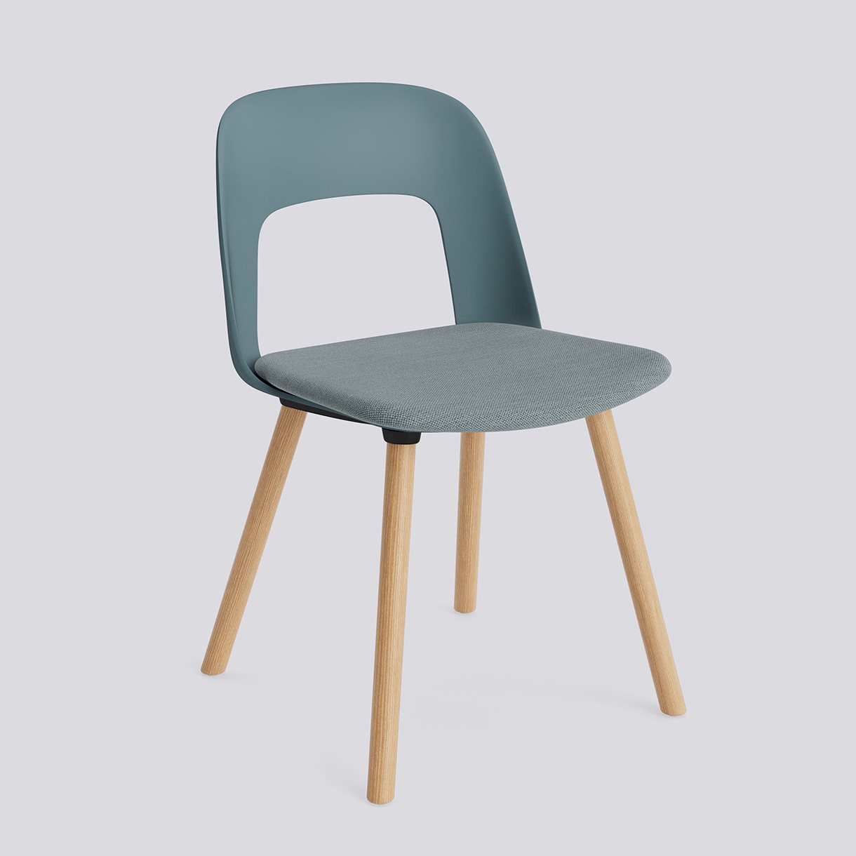 Layout Chair 123 Water-based lacquered solid oak 4 leg base Standard glider-Ocean polypropylene shell Seat upholstery-Mode-045