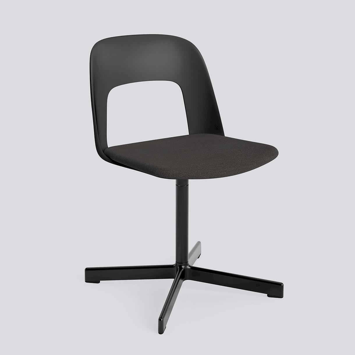 Layout Chair 133 Black powder coated aluminium 4 star swivel base Standard glider-Black polypropylene shell Seat upholstery-Mode-005