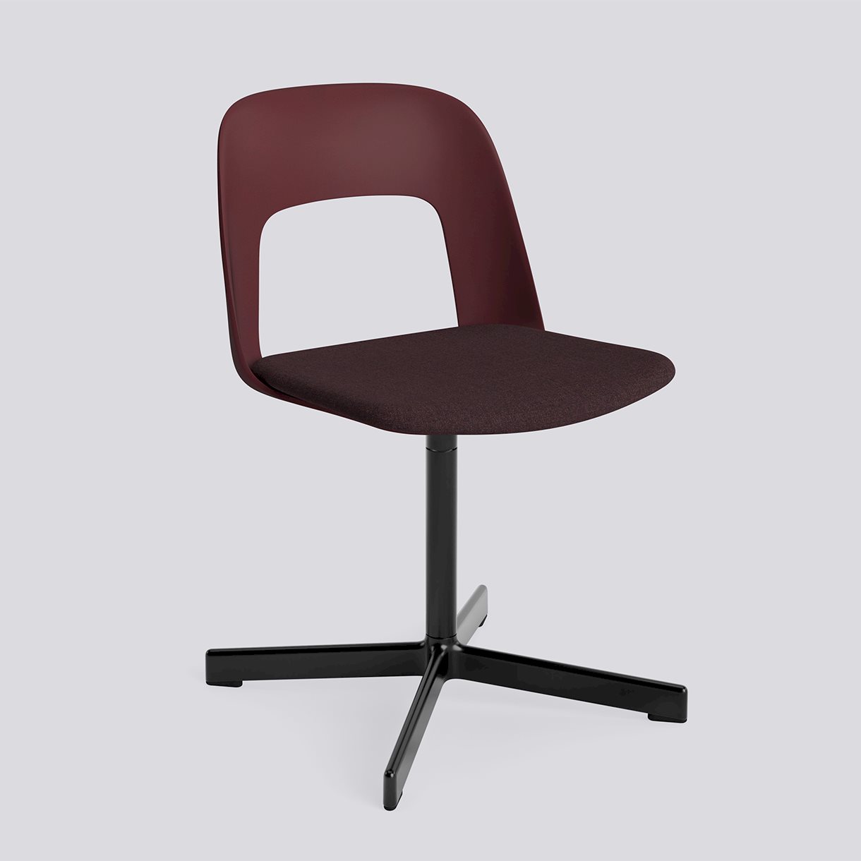 Layout Chair 133 Black powder coated aluminium 4 star swivel base Standard glider-Bordeaux polypropylene shell Seat upholstery-Remix-373